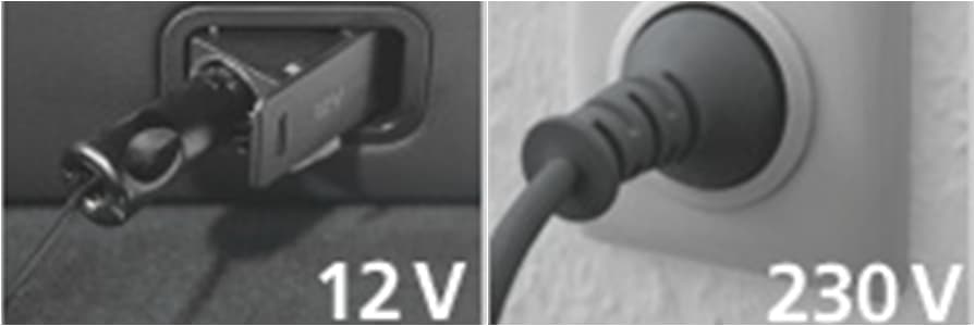 Подключение к 12В в прикуриватель автомобиля или 220В к обычной домашней сети